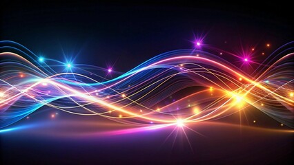 Obraz premium Modern glowing neon lines on a sleek dark background, evoking a futuristic technology theme.