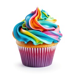 Psychedelic Swirl Cupcake, Eye-Catching Multicolor Frosting