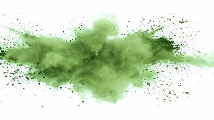 Exploding Green Powder Against a White Background
