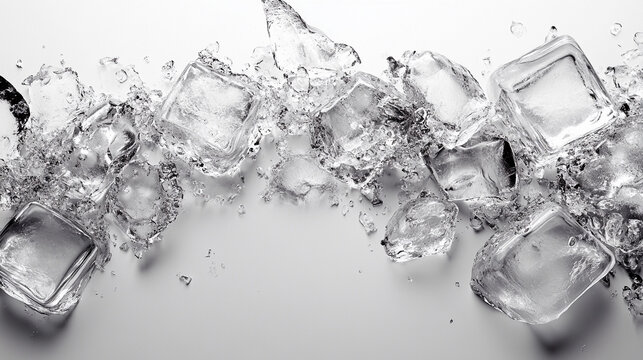 Kostki lodu na białym izolowanym tle, dekoracja generative ai 