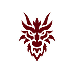simple dragon head tattoo design vector silhouette logo
