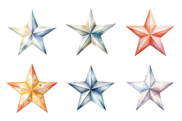 Obraz premium Star Decoration Watercolor Collection Bundle Set Isolated on a Transparent Background
