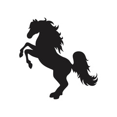Majestic Silhouette of a Unicorn Rearing Up – Elegant Mythical Creature Vector Design 