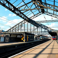 Naklejka premium train station in the city