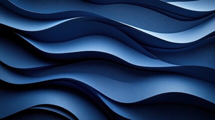 Abstract dark blue wavy layered background.