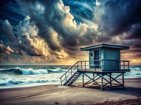 Zuma Beach Winter, Malibu Lifeguard Station, Double Exposure Photography, California Coastline, Seascape