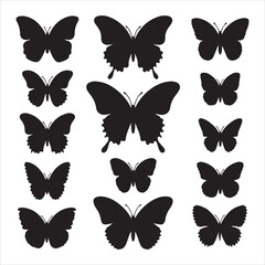 set of vector icon various butterfly silhouette	

