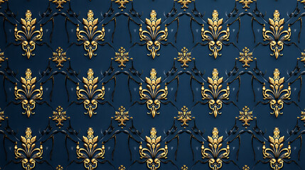 Royal Blue Damask Wallpaper: Elegant and luxurious damask pattern in rich royal blue and gold. Perfect for adding a touch of sophistication to any design project.  
