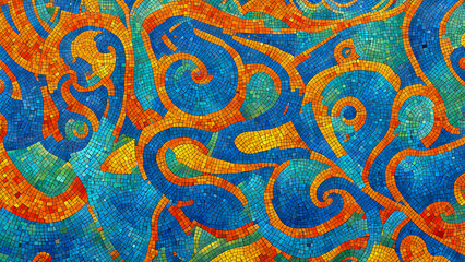 Rot Blaue Mosaikstein geschwungene Musterung, Abstrakter farbiger Mosaik Stein Hintergrund