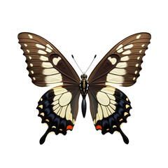 Fototapeta premium Giant butterfly with orange and blue markings on wings