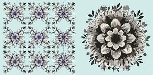 abstract floral background black and white