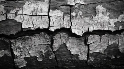 Fototapeta premium Charred Wood Texture Deep Cracks And Flakes
