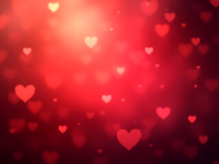 A sparkling bokeh effect valentine background in shades of red and pink