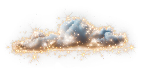 PNG Cloud with a sparkle night sky illustration.