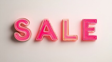 Neon Sale Sign on Light Background