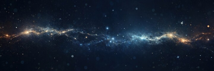 Fototapeta premium Deep Blue Galaxy with Twinkling Stars and Cosmic Glow Wallpaper Banner Background