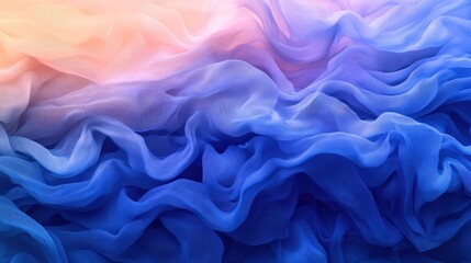 Obraz premium Abstract, soft, flowing fabric texture with a gradient of pastel colors from peach to deep blue.