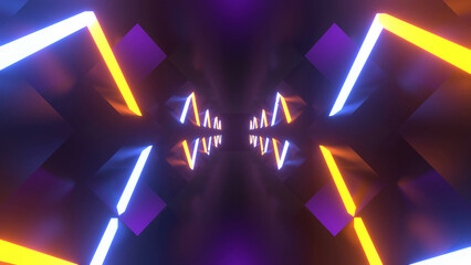 Cube Room Neon Colorful Background 