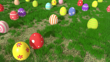 Easter Eggs Grass Field Background