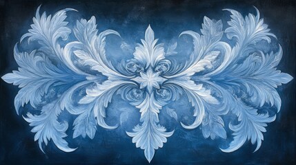 Intricate Frosty Design on Blue Background