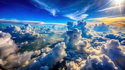 Fototapeta premium Airplane Cloud Sky Aerial View: Stunning Generative AI Photography
