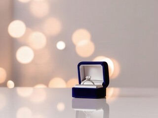 Sparkling Diamond Engagement Ring in Blue Box Romantic Gift Proposal