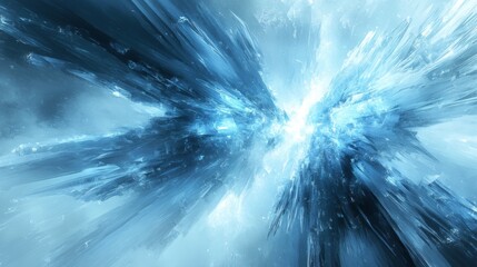 Abstract Blue Ice Crystal Fractal Formation