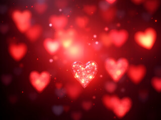 Obraz premium A red valentine background with bokeh effect hearts