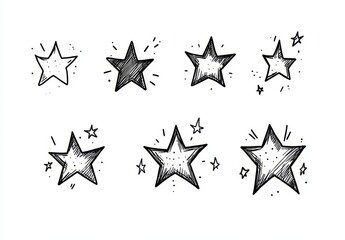 Obraz premium Gleaming stars and shimmering sparkles create a modern illustration in a hand-drawn, doodle-style design.