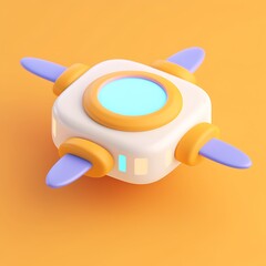 Colorful 3D Render of a Cute Cartoon-Style Flying Gadget Toy