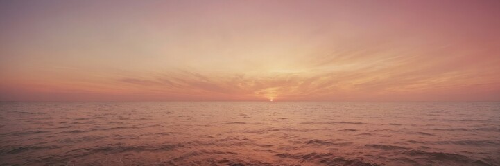 Fototapeta premium Soft Pastel Sunset Over a Tranquil Horizon with Dreamy Colors Wallpaper Banner Background
