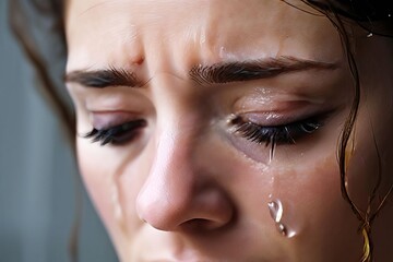 16 a woman with tears in her eyes looking down