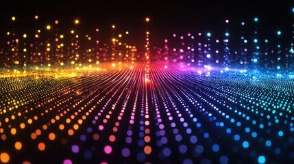 Obraz premium Abstract vibrant colorful digital particle light show.