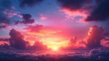 Vibrant Sunset with Dark Clouds and Stunning Sky Colors