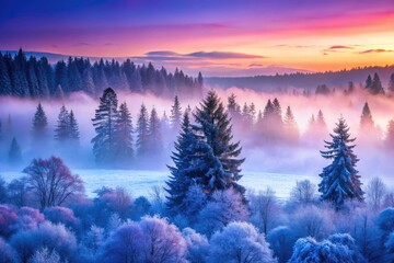 Ethereal Winter Forest Fog Sunrise - Fine Art Landscape Photography