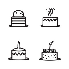 set of cakes  set of silhouettes vector design