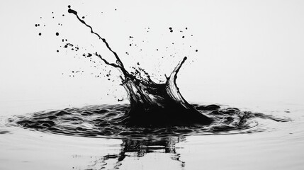 Black Liquid Splashing Into Water Creating A Crown