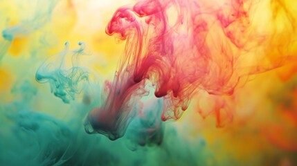 Abstract Colorful Ink Swirls in Water