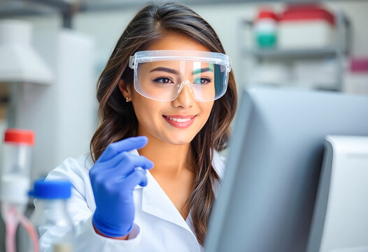 portrait of a female researcher carrying out experiments