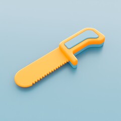Colorful Cartoon Style Hand Saw on a Soft Blue Background
