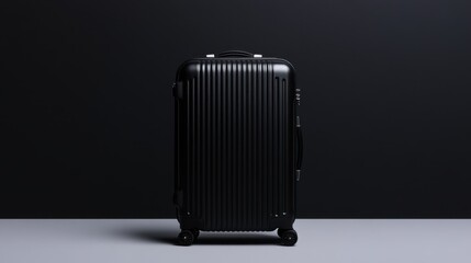 Sleek black suitcase with modern design against dark background