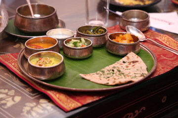 North indian Thali platter in an indian restaurent