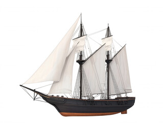 Obraz premium Vintage Sailing Ship with White Sails and Wooden Hull, Perfectly ed for Nautical Themed Projects and Historical of Maritime Crafts