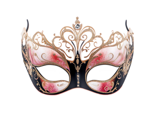 A colorful  opera carnival masquerade mask on isolated transparent background png


