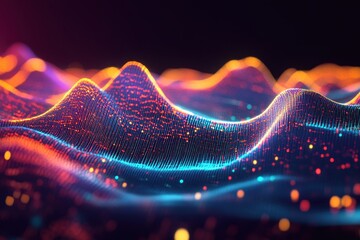 Abstract vibrant wave of particles.