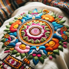 Highlighting embroidered patterns on clothing showcasing craftsm