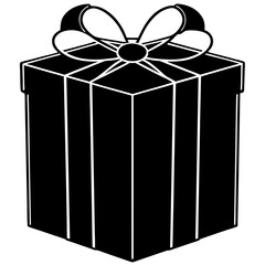 Gift Box vector silhouette black design white background