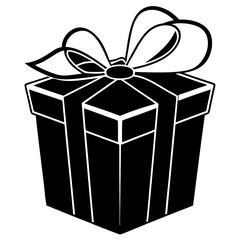 Gift Box vector silhouette black design white background