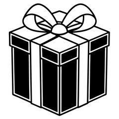 Gift Box vector silhouette black design white background