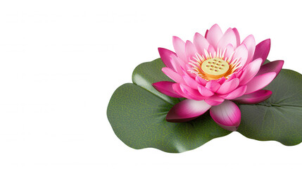 Beautiful Pink Water Lily Blooming on Leaf Surrounded by Soft Light, Representing Serenity, Calmness, and Natural Beauty in a Peaceful Setting